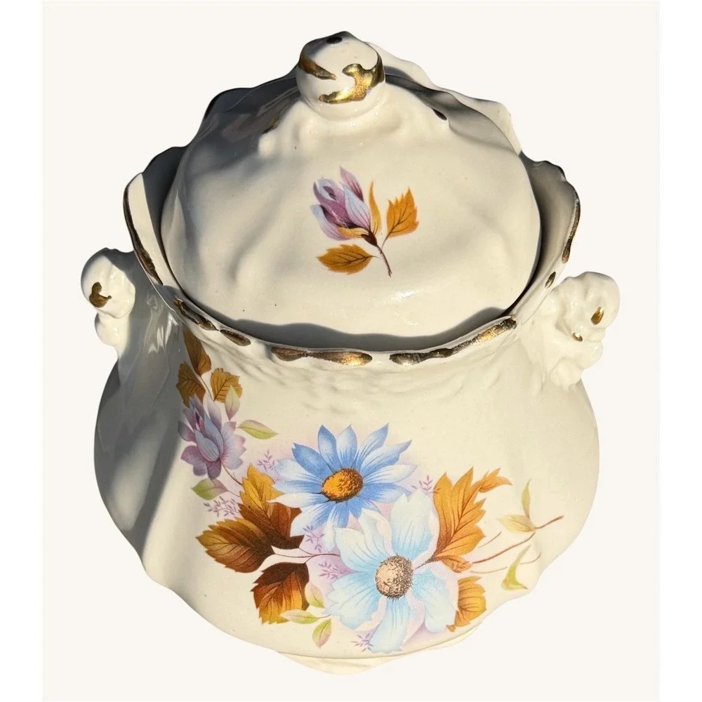 Vintage House Of Webster Biscuit Cracker Jar Floral Ceramic 7